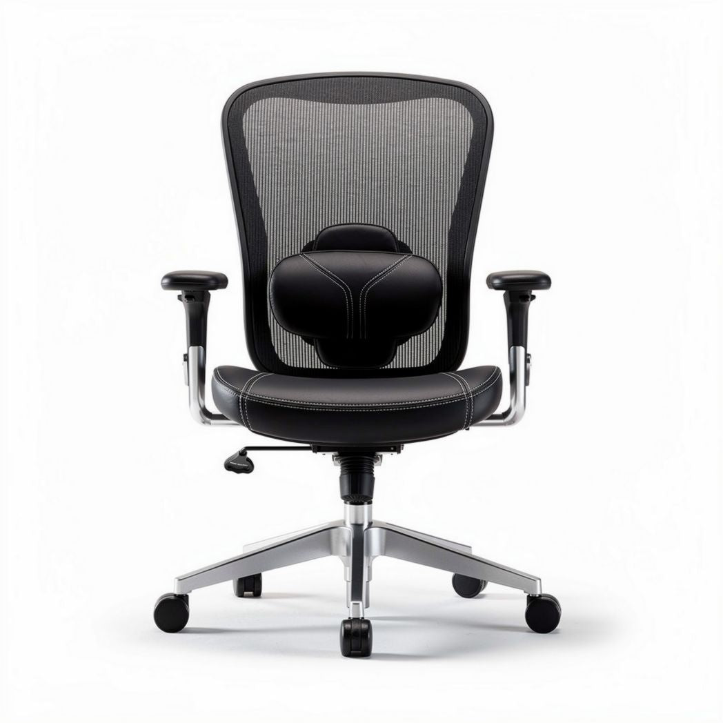 Ergonomic office chair with adjustable lumbar support and mesh back design