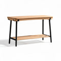 Wooden console table with black metal legs and lower shelf 100 x 45 x 75cm
