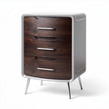 Modern bedside table with three drawers wood and metal construction 40 x 45 x 60cm