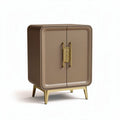 Brown nightstand with gold hardware and two doors 50 x 40 x 70cm
