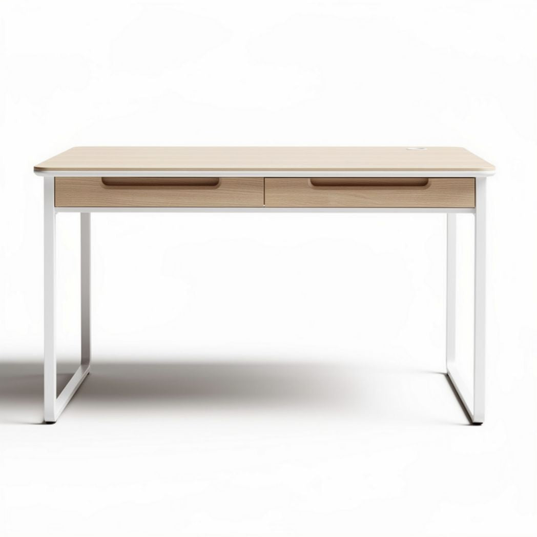 Wooden desk with metal frame and two storage drawers 120 x 60 x 75cm