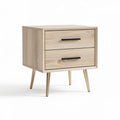 Wood nightstand with two drawers and gold metal legs 45 x 40 x 50cm