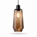 Amber glass pendant light with industrial design 25 x 15 x 15cm