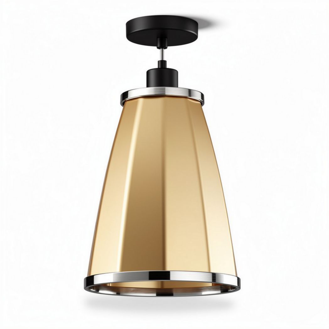 Gold metal pendant light fixture for modern indoor ceiling installations