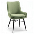 Green upholstered dining chair with ergonomic design and black metal legs 45 x 50 x 85cm