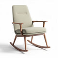 Rocking chair in light gray fabric with walnut wood frame 80 x 65 x 90cm