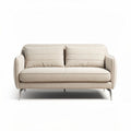 Two-seat sofa in light beige fabric with chrome legs 180 x 90 x 85cm
