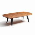 Oval wooden coffee table with black legs 120 x 60 x 45cm